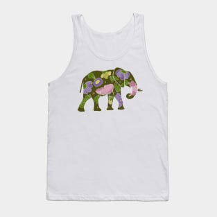 Elephant silhouette with flowers and leaves Tank Top